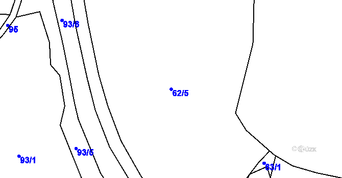 Parcela st. 62/5 v KÚ Chuderovec, Katastrální mapa