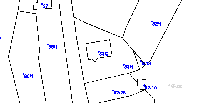 Parcela st. 53/2 v KÚ Chuderovec, Katastrální mapa