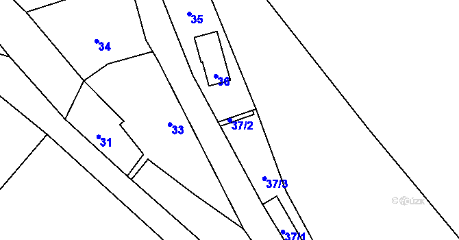 Parcela st. 37/2 v KÚ Žežice u Chuderova, Katastrální mapa