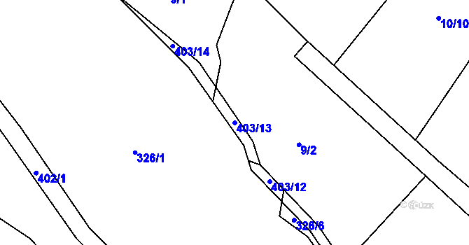 Parcela st. 403/13 v KÚ Žežice u Chuderova, Katastrální mapa