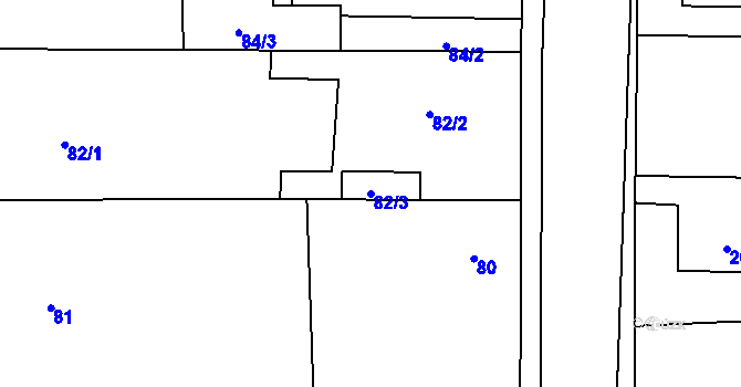 Parcela st. 82/3 v KÚ Chudeřice, Katastrální mapa