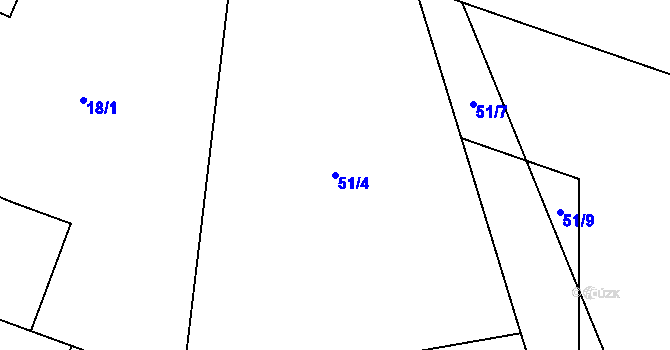 Parcela st. 51/4 v KÚ Chudoplesy, Katastrální mapa