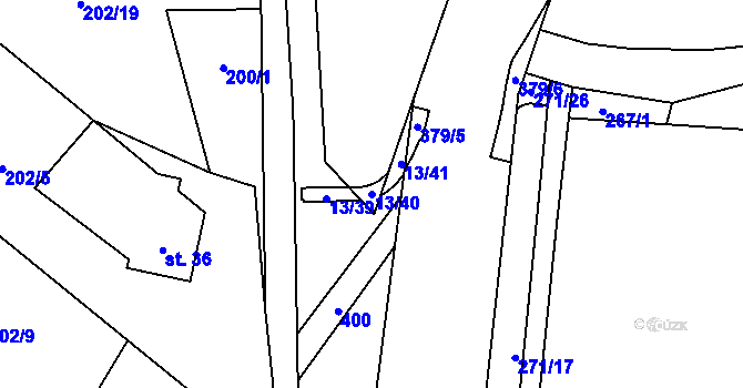 Parcela st. 13/40 v KÚ Chudoplesy, Katastrální mapa