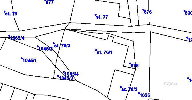 Parcela st. 76/1 v KÚ Chudoslavice, Katastrální mapa