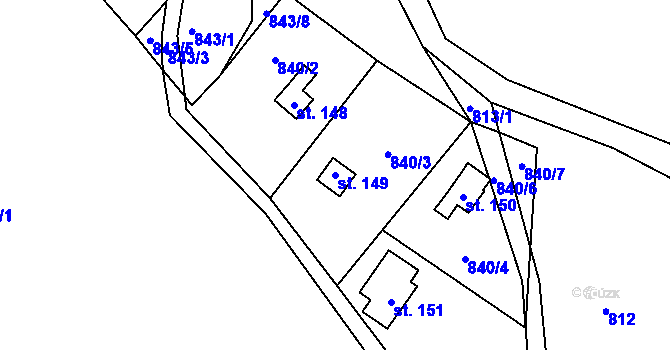 Parcela st. 149 v KÚ Chudoslavice, Katastrální mapa