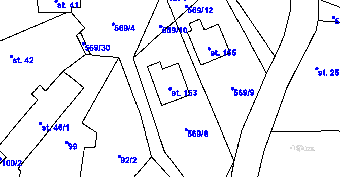 Parcela st. 153 v KÚ Chudoslavice, Katastrální mapa