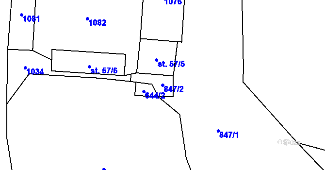 Parcela st. 847/2 v KÚ Chudoslavice, Katastrální mapa