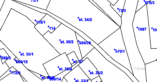 Parcela st. 569/29 v KÚ Chudoslavice, Katastrální mapa