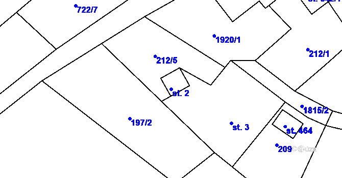 Parcela st. 2 v KÚ Chuchelna, Katastrální mapa