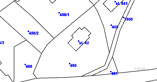 Parcela st. 42 v KÚ Chuchelna, Katastrální mapa