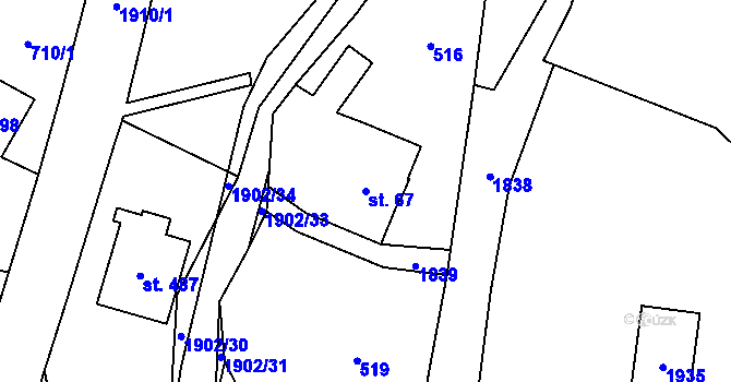 Parcela st. 67 v KÚ Chuchelna, Katastrální mapa