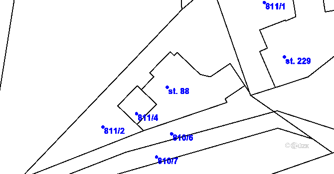 Parcela st. 88 v KÚ Chuchelna, Katastrální mapa