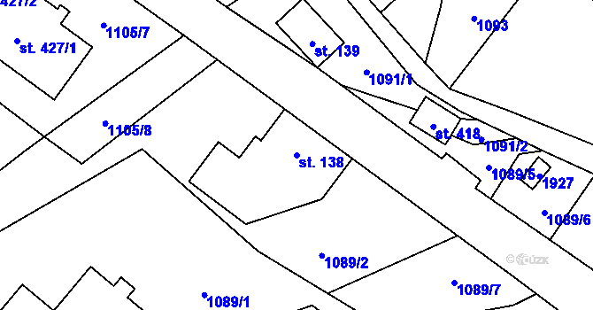 Parcela st. 138 v KÚ Chuchelna, Katastrální mapa