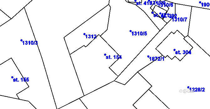 Parcela st. 154 v KÚ Chuchelna, Katastrální mapa