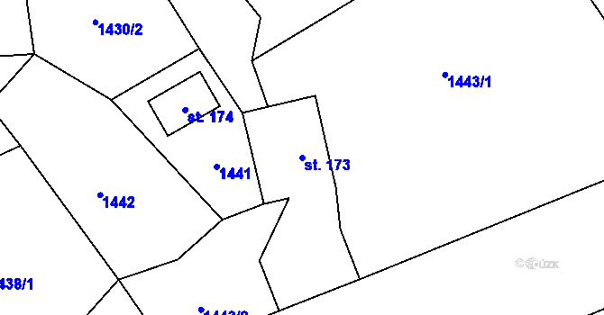 Parcela st. 173 v KÚ Chuchelna, Katastrální mapa