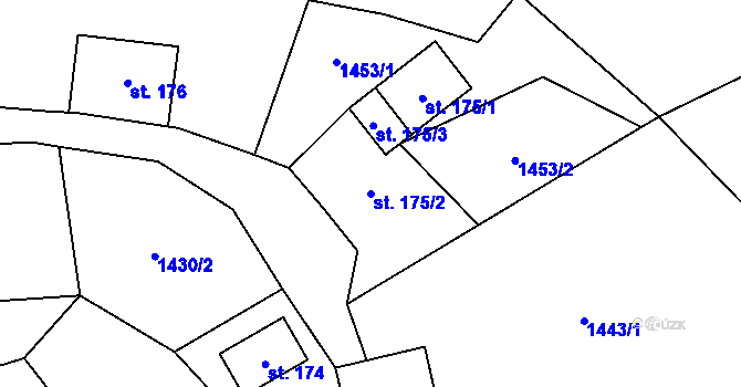 Parcela st. 175/2 v KÚ Chuchelna, Katastrální mapa