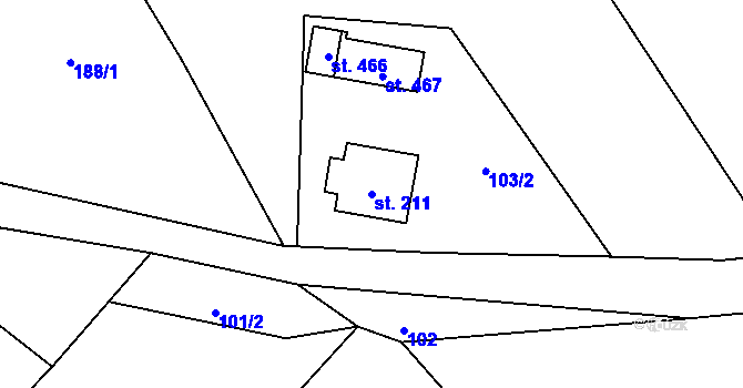 Parcela st. 211 v KÚ Chuchelna, Katastrální mapa