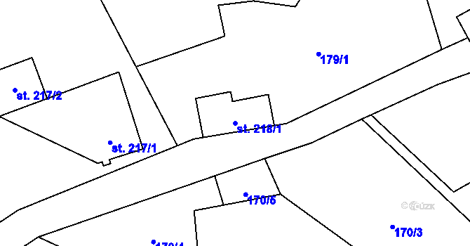 Parcela st. 218/1 v KÚ Chuchelna, Katastrální mapa