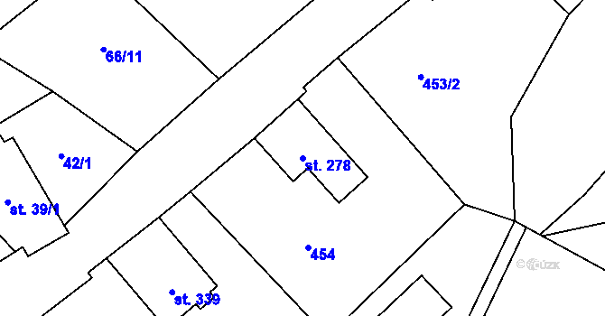 Parcela st. 278 v KÚ Chuchelna, Katastrální mapa