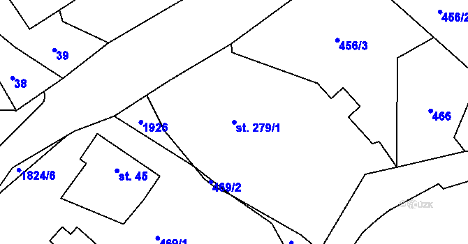 Parcela st. 279/1 v KÚ Chuchelna, Katastrální mapa