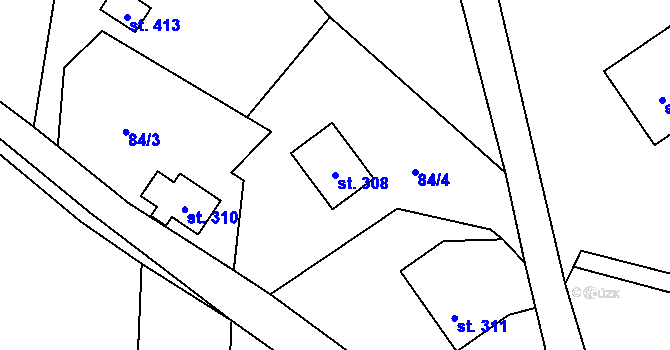 Parcela st. 308 v KÚ Chuchelna, Katastrální mapa