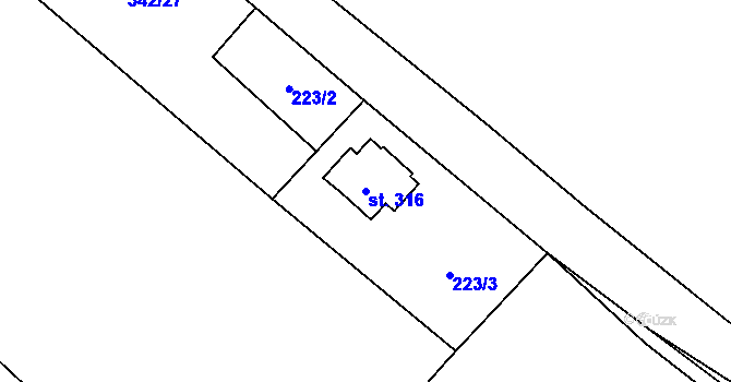 Parcela st. 316 v KÚ Chuchelna, Katastrální mapa