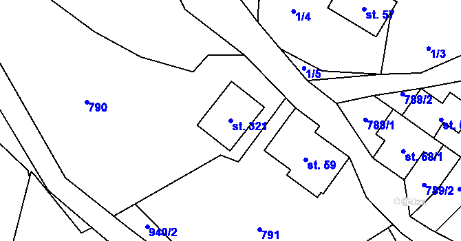 Parcela st. 321 v KÚ Chuchelna, Katastrální mapa