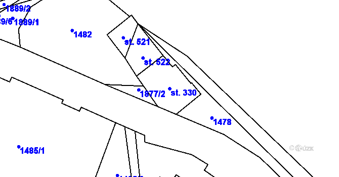 Parcela st. 330 v KÚ Chuchelna, Katastrální mapa