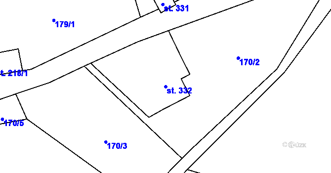Parcela st. 332 v KÚ Chuchelna, Katastrální mapa