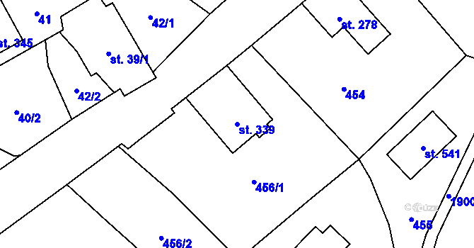 Parcela st. 339 v KÚ Chuchelna, Katastrální mapa