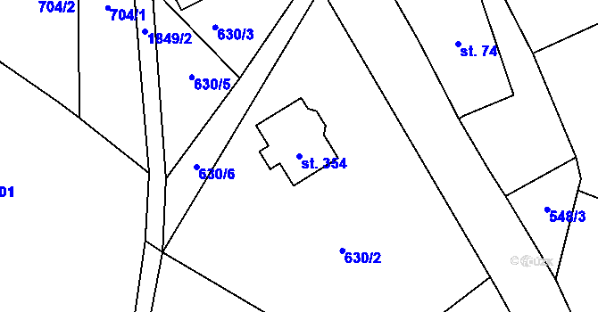 Parcela st. 354 v KÚ Chuchelna, Katastrální mapa