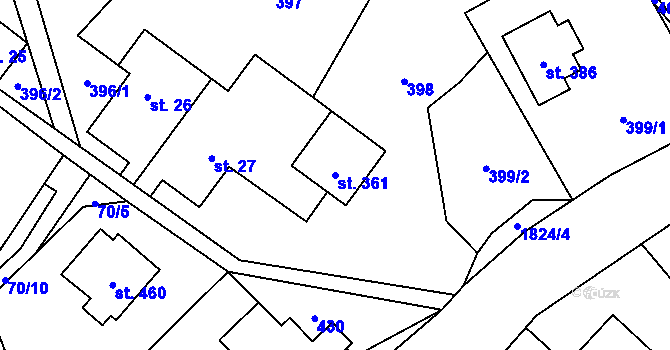 Parcela st. 361 v KÚ Chuchelna, Katastrální mapa
