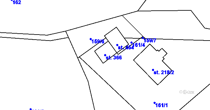 Parcela st. 366 v KÚ Chuchelna, Katastrální mapa