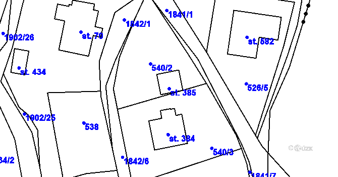 Parcela st. 385 v KÚ Chuchelna, Katastrální mapa