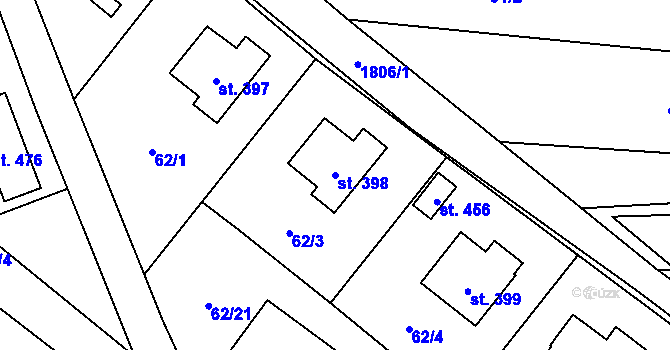 Parcela st. 398 v KÚ Chuchelna, Katastrální mapa