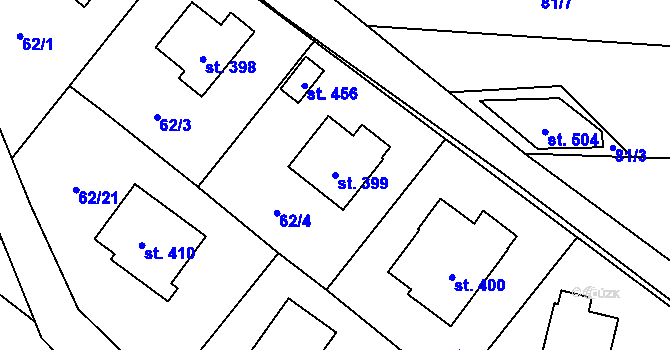 Parcela st. 399 v KÚ Chuchelna, Katastrální mapa