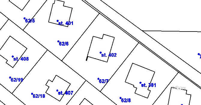 Parcela st. 402 v KÚ Chuchelna, Katastrální mapa