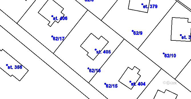 Parcela st. 405 v KÚ Chuchelna, Katastrální mapa