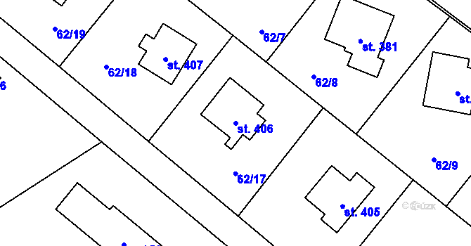Parcela st. 406 v KÚ Chuchelna, Katastrální mapa
