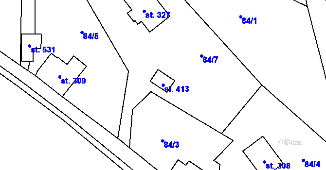 Parcela st. 413 v KÚ Chuchelna, Katastrální mapa