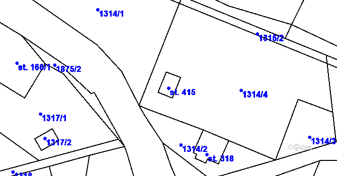 Parcela st. 415 v KÚ Chuchelna, Katastrální mapa