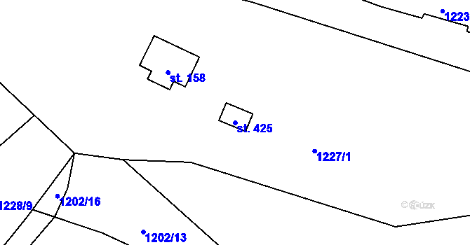 Parcela st. 425 v KÚ Chuchelna, Katastrální mapa