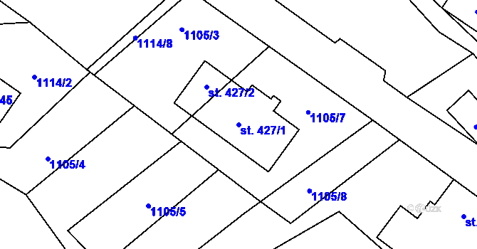 Parcela st. 427/1 v KÚ Chuchelna, Katastrální mapa