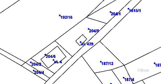 Parcela st. 429 v KÚ Chuchelna, Katastrální mapa