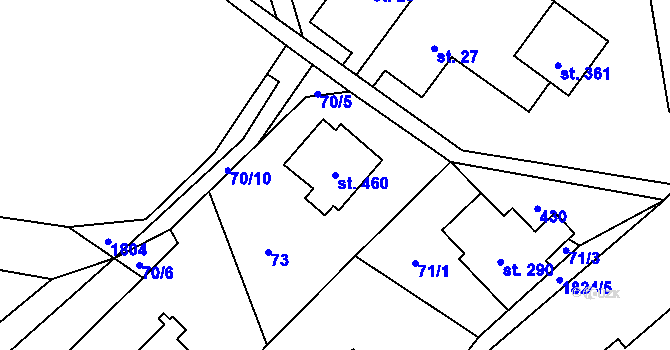 Parcela st. 460 v KÚ Chuchelna, Katastrální mapa
