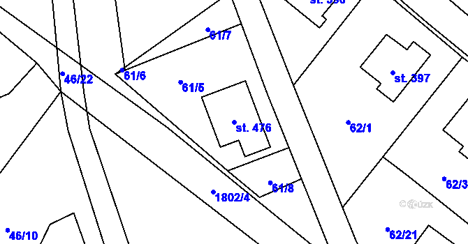 Parcela st. 476 v KÚ Chuchelna, Katastrální mapa