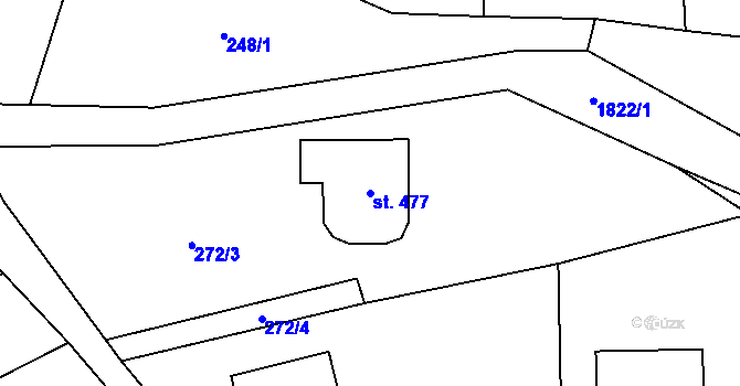 Parcela st. 477 v KÚ Chuchelna, Katastrální mapa