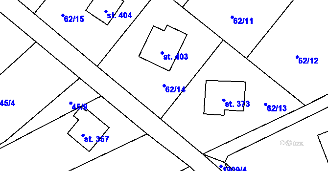 Parcela st. 62/14 v KÚ Chuchelna, Katastrální mapa