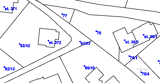 Parcela st. 62/22 v KÚ Chuchelna, Katastrální mapa