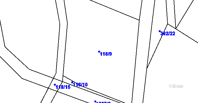 Parcela st. 118/9 v KÚ Chuchelna, Katastrální mapa